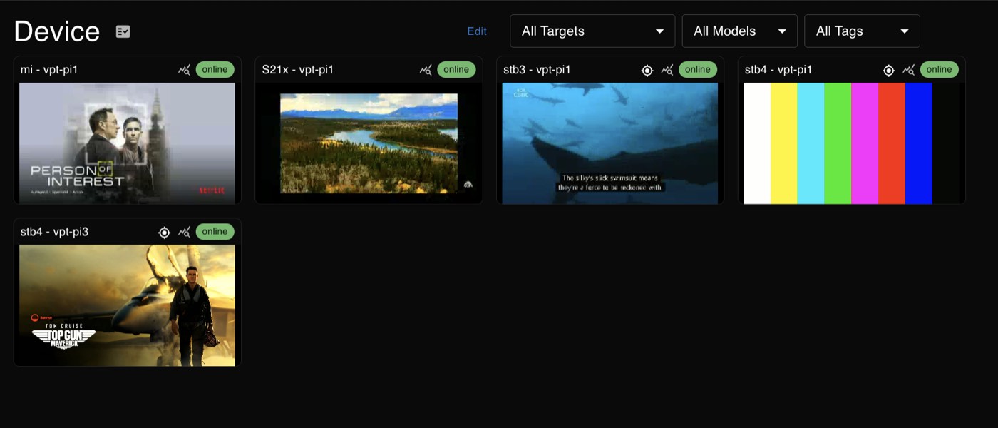 Single device view with live screen and controls